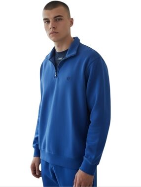 Chaps Men's Blue Quarter-Zip Sweatshirt Size Large